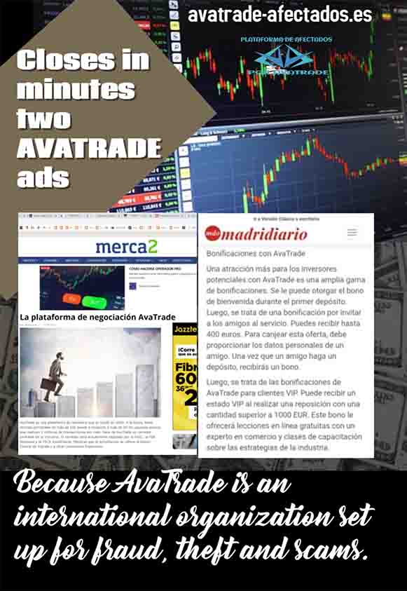 The domain avatrade-afectados.es has successfully closed in a few minutes an AVATRADE advertisement.